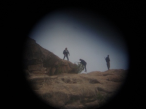 Photo through the binoculars - Mom & Dad on the koppie